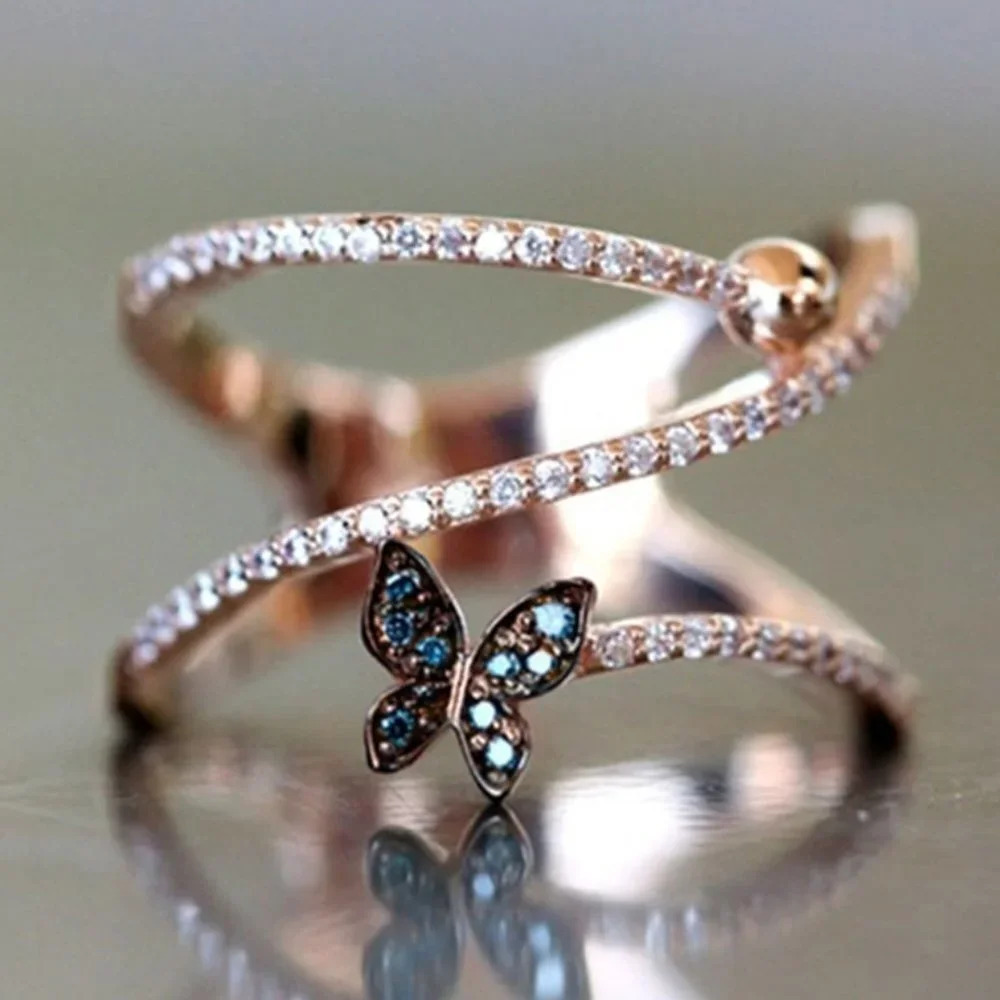 ✨ Irregular Thin Lines Twisted Trendy Butterfly Rings for Women, EVGG1411